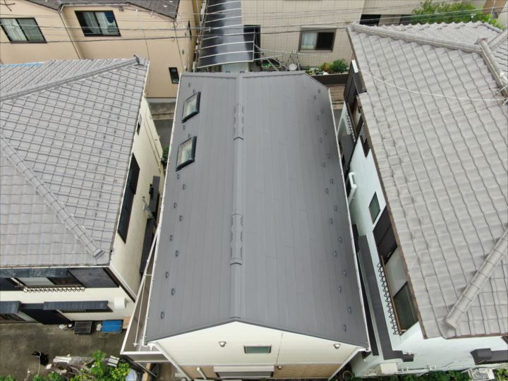 完成後にドローン撮影した様子