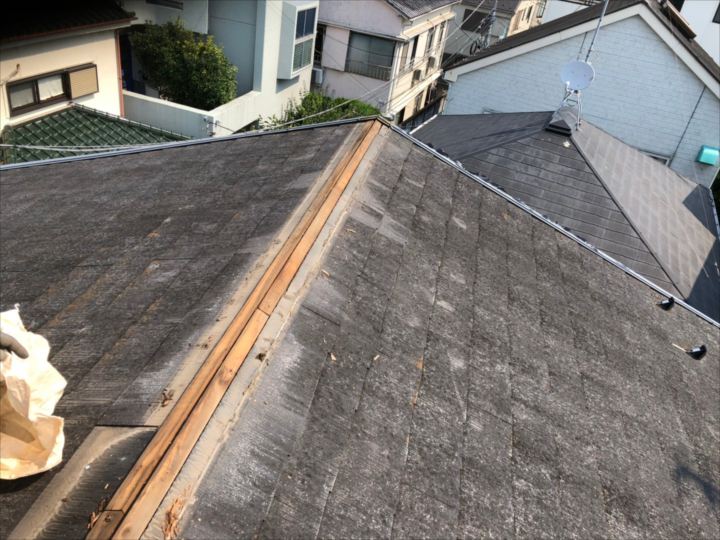 棟板金撤去の様子