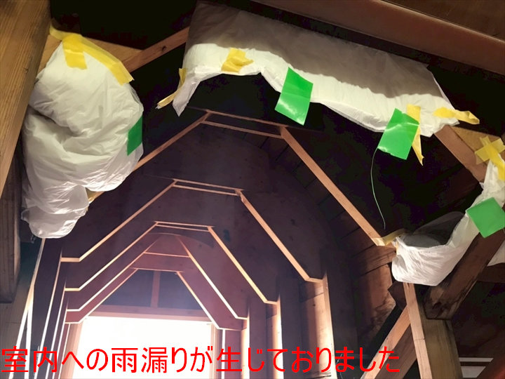 天井裏の雨漏り状況
