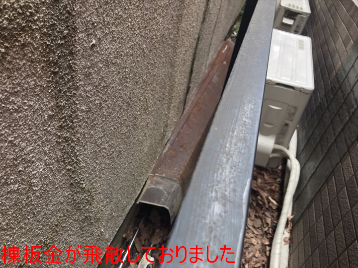 飛散した棟板金の調査