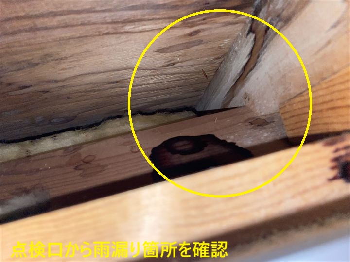 点検口から見た雨染み