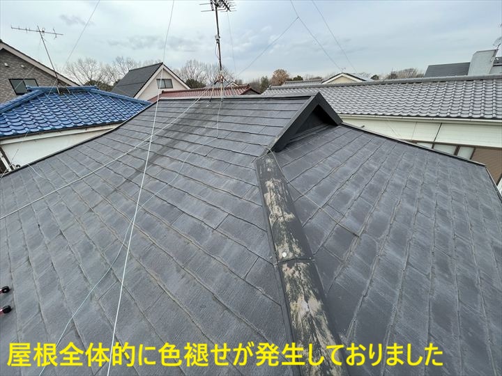 色褪せした屋根全体