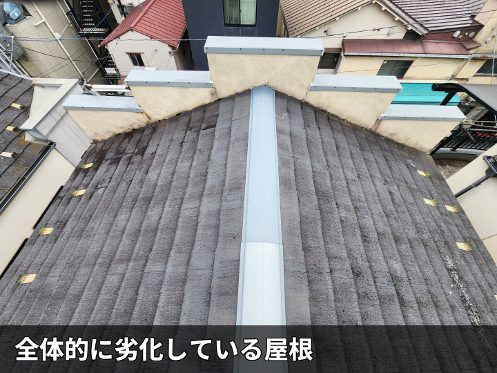 劣化が進んだ屋根全景