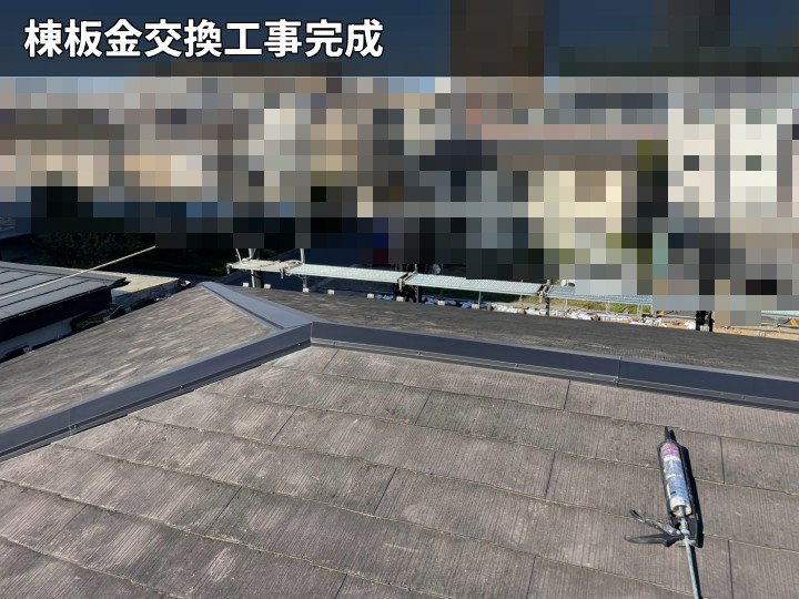 棟板金交換後の全景