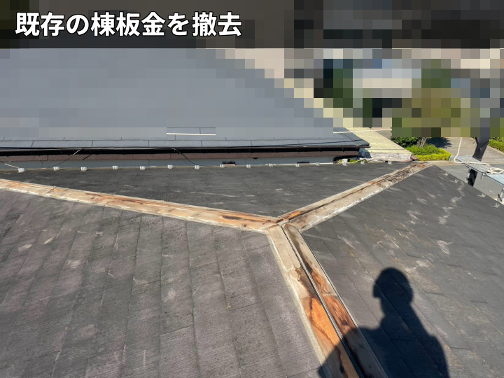 棟板金撤去後の屋根